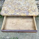 Louis XVI style bedside table in bronze, marble and ceramic