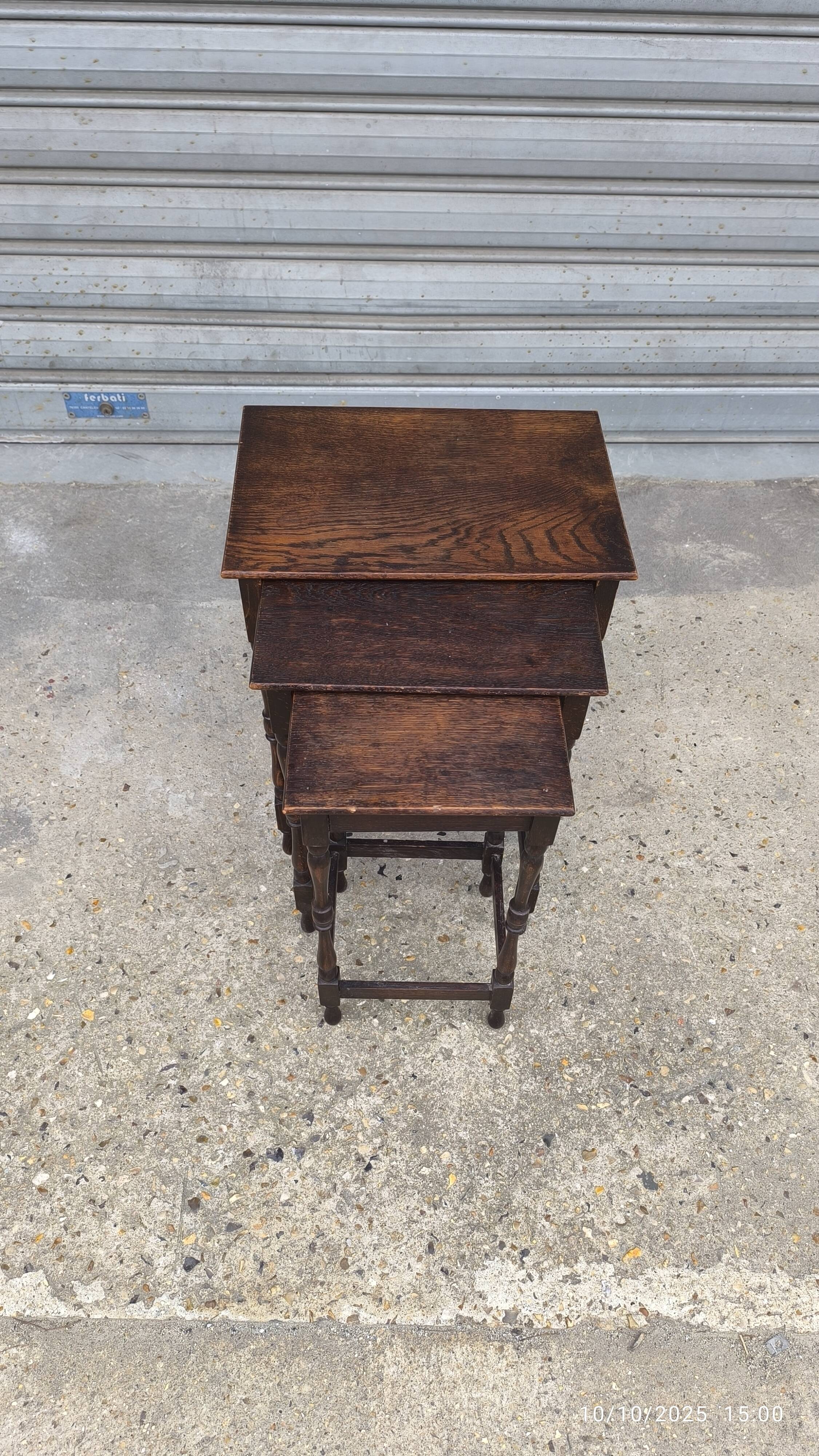Nest of tables in solid oak 1950