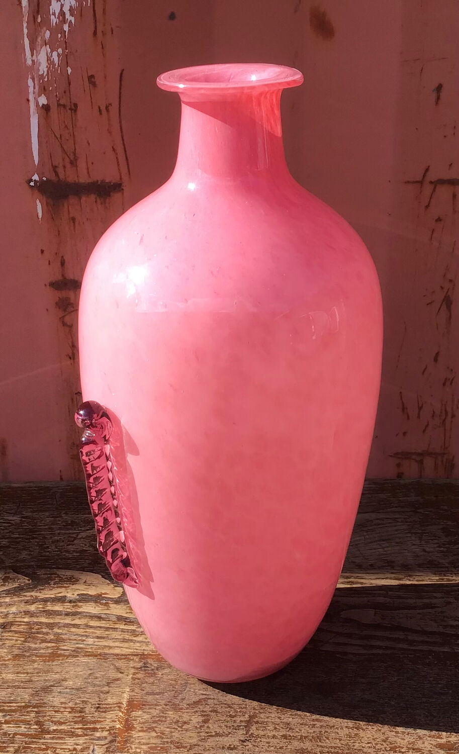 Art deco style pink glass vase
