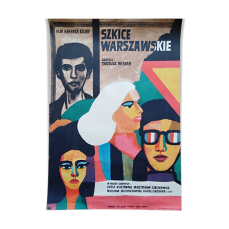 Affiche polonaise originale Szkice warszawskie croquis de Varsovie  1969