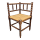 Mid-Century Modern Arts and Craft Style Bobbin Corner Chair in Oak with Rush Seat, 1950s