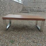 Elm tray table with chrome base