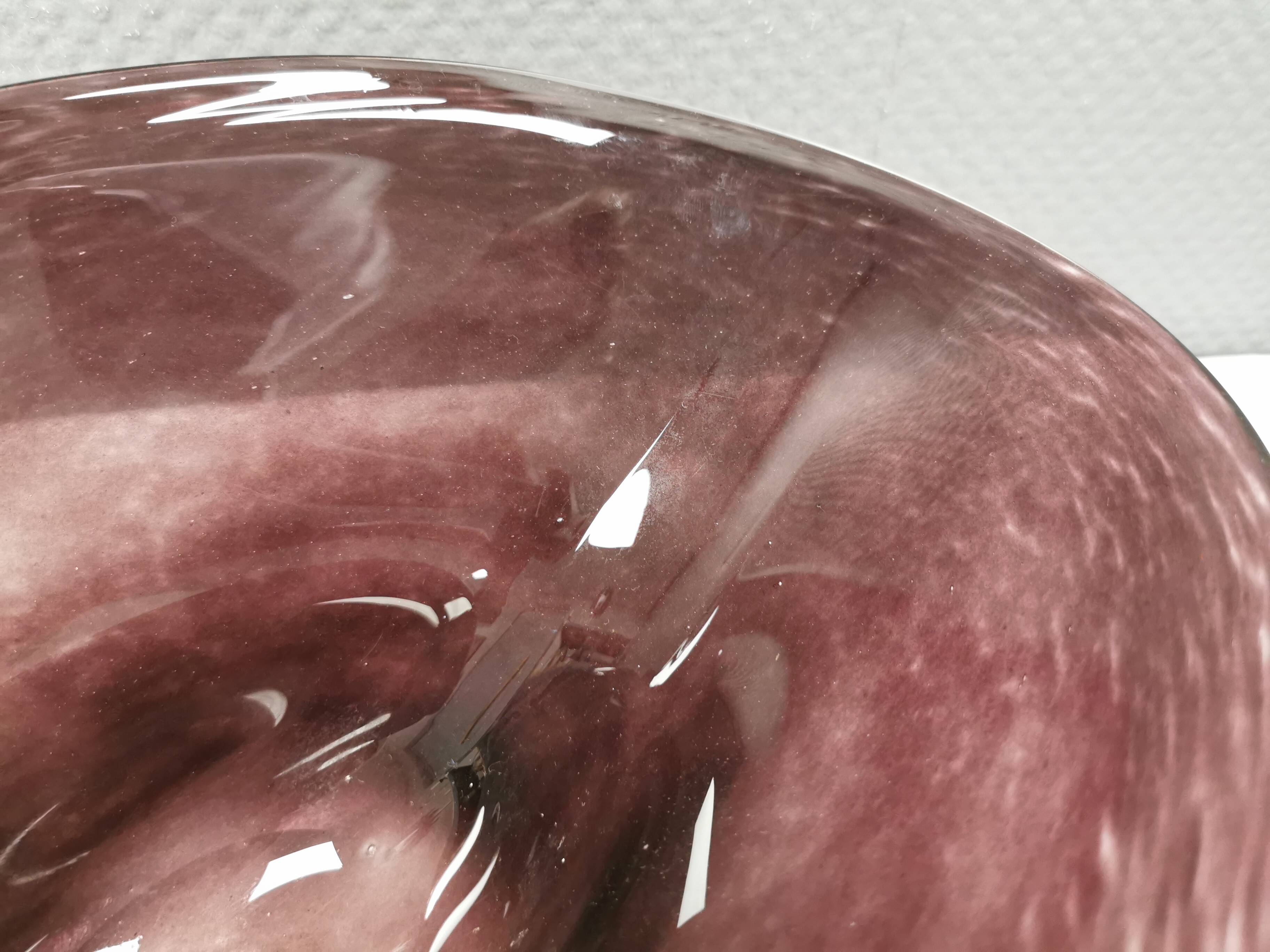 Large dish in several layers of glass, in a beautiful purple colour 1980s