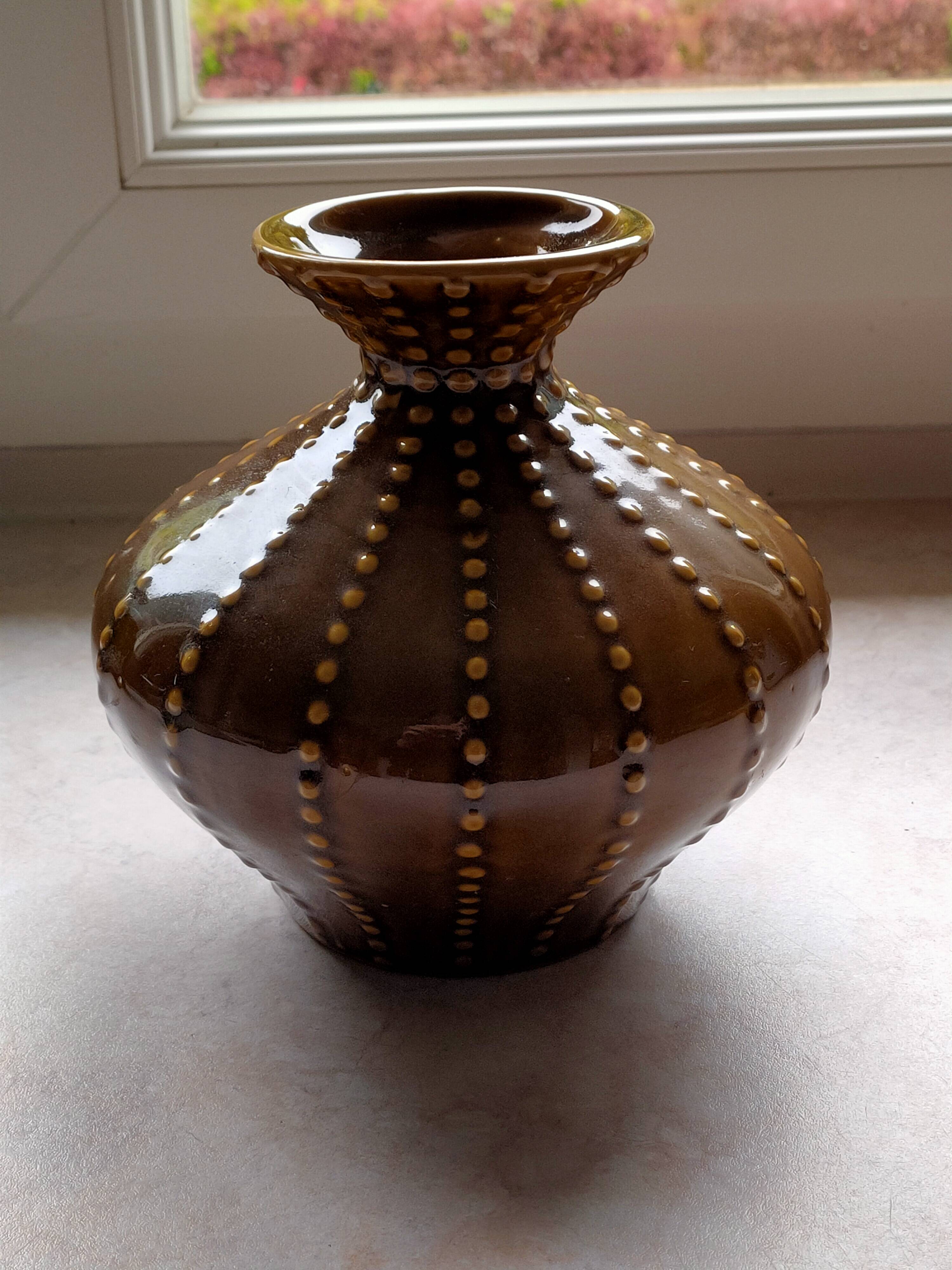 Pear-shaped ceramic vase.