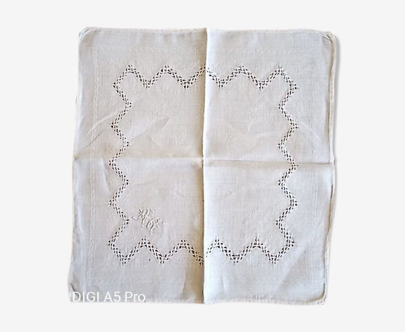 Linge de table en damassé ancien - monogrammé