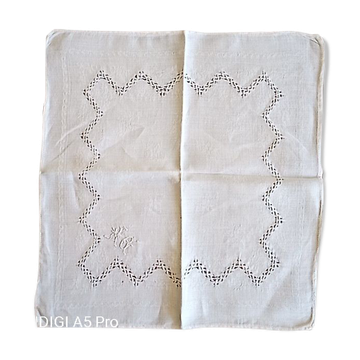 Linge de table en damassé ancien - monogrammé