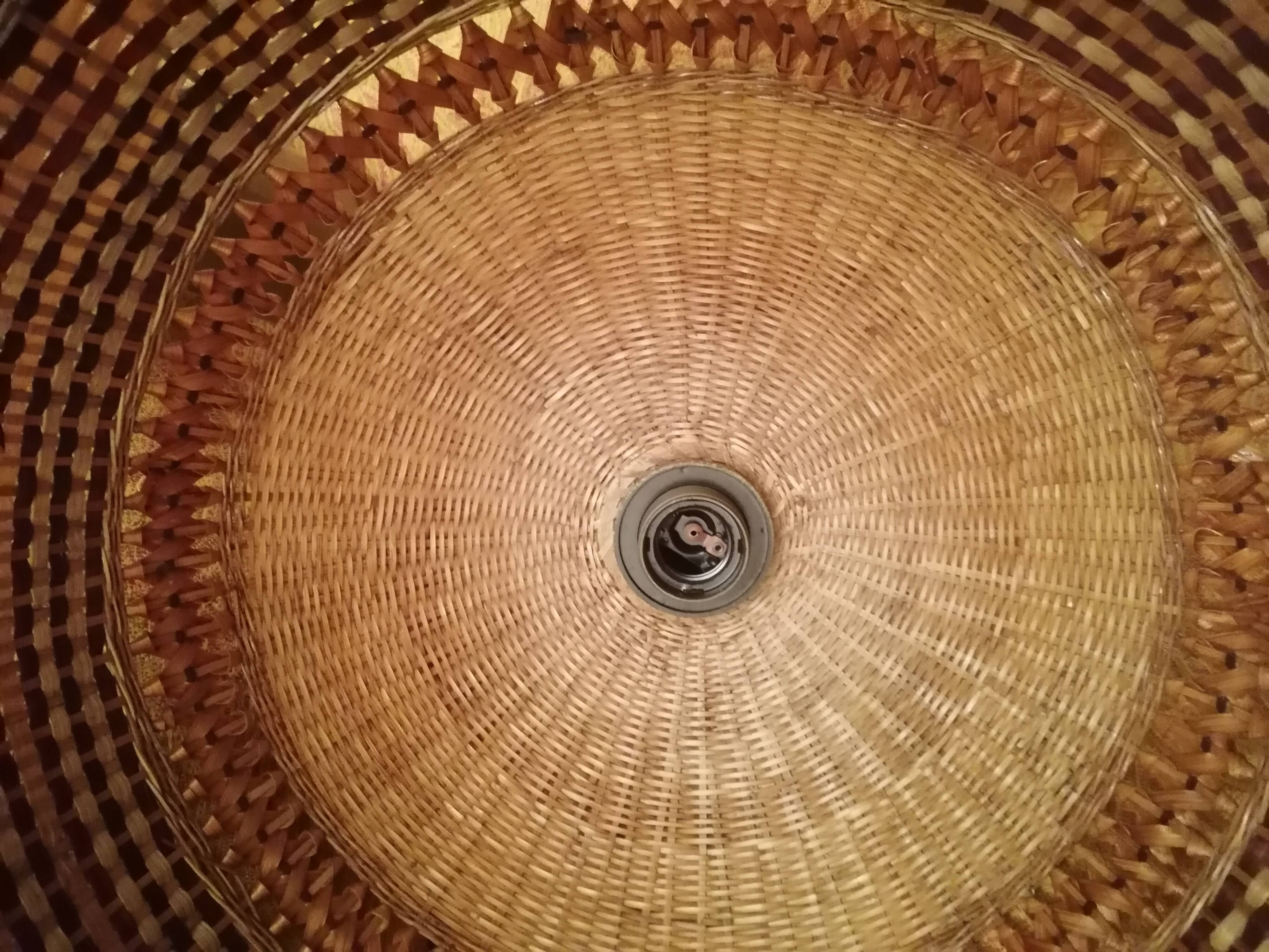Braided wicker pendant light