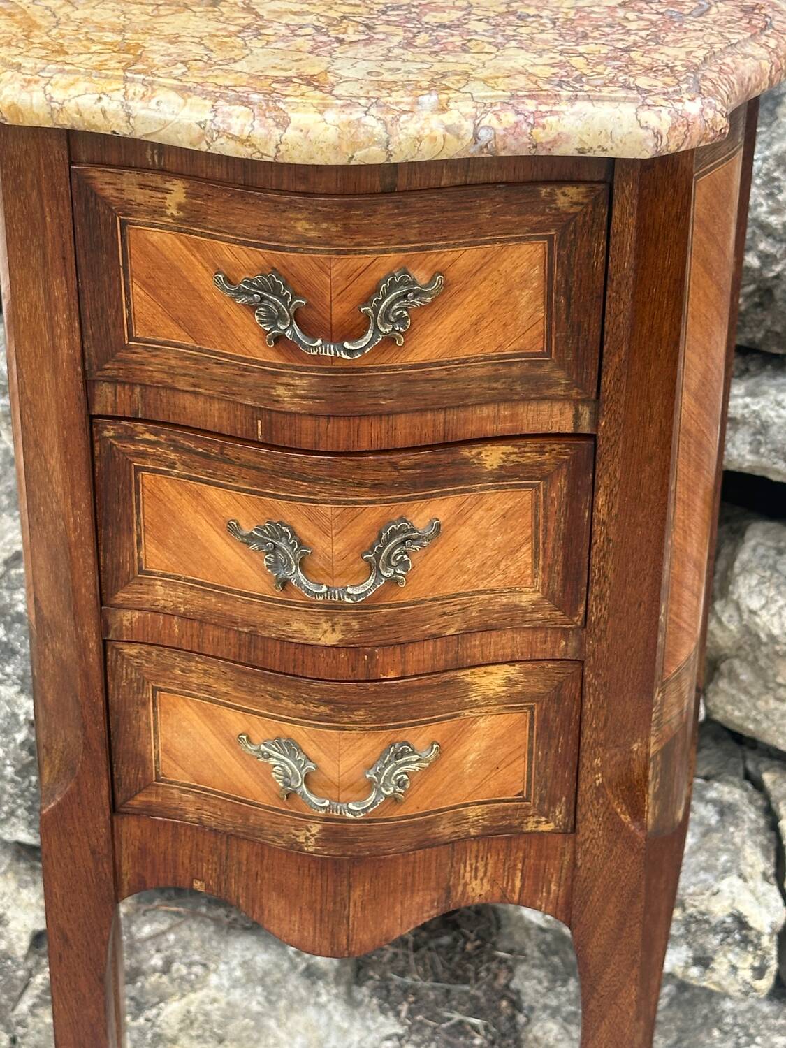 Small Louis XV style marquetry chiffonniere table