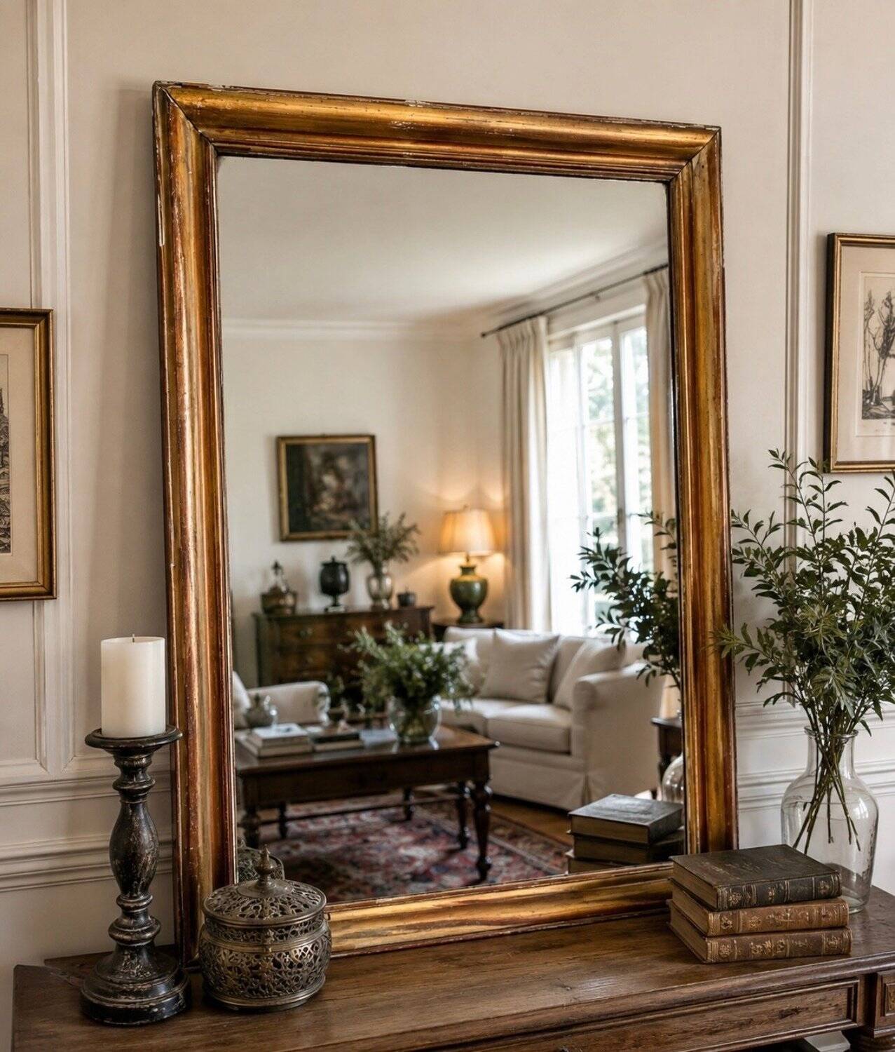 Louis-Philippe fireplace mirror | Gilded wood | 19th century