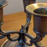 Candle holder three pewter lights