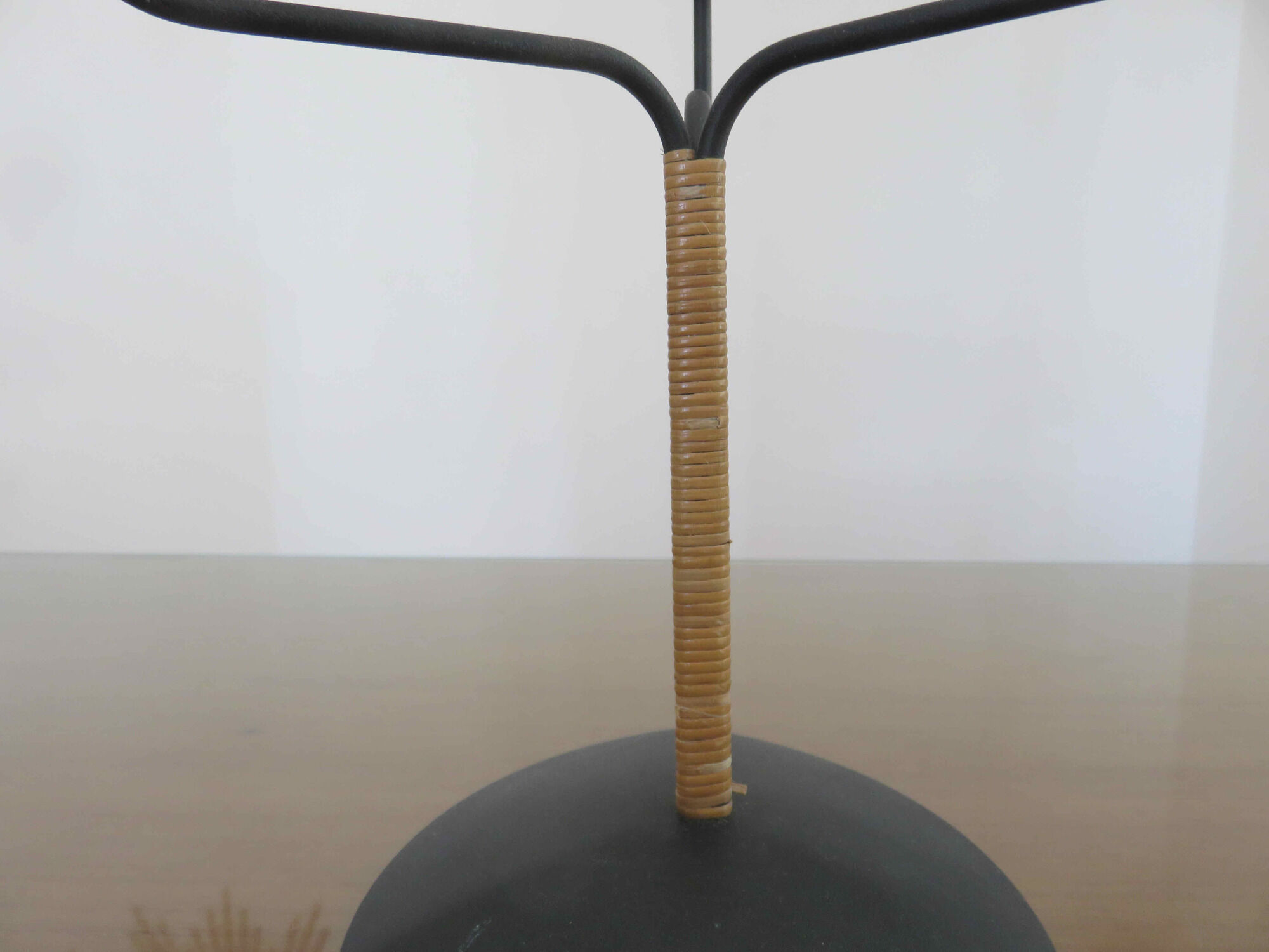 Scandinavian candle holder Laurids Lonborg in metal and rattan 50s 60s