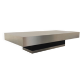 Table basse vintage Willy Rizzo en aluminium brossé et stratifié noir