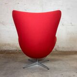 Fauteuil Egg Lounge Fritz Hansen Tissu Arne Jacobsen – Rouge – Fauteuil design,