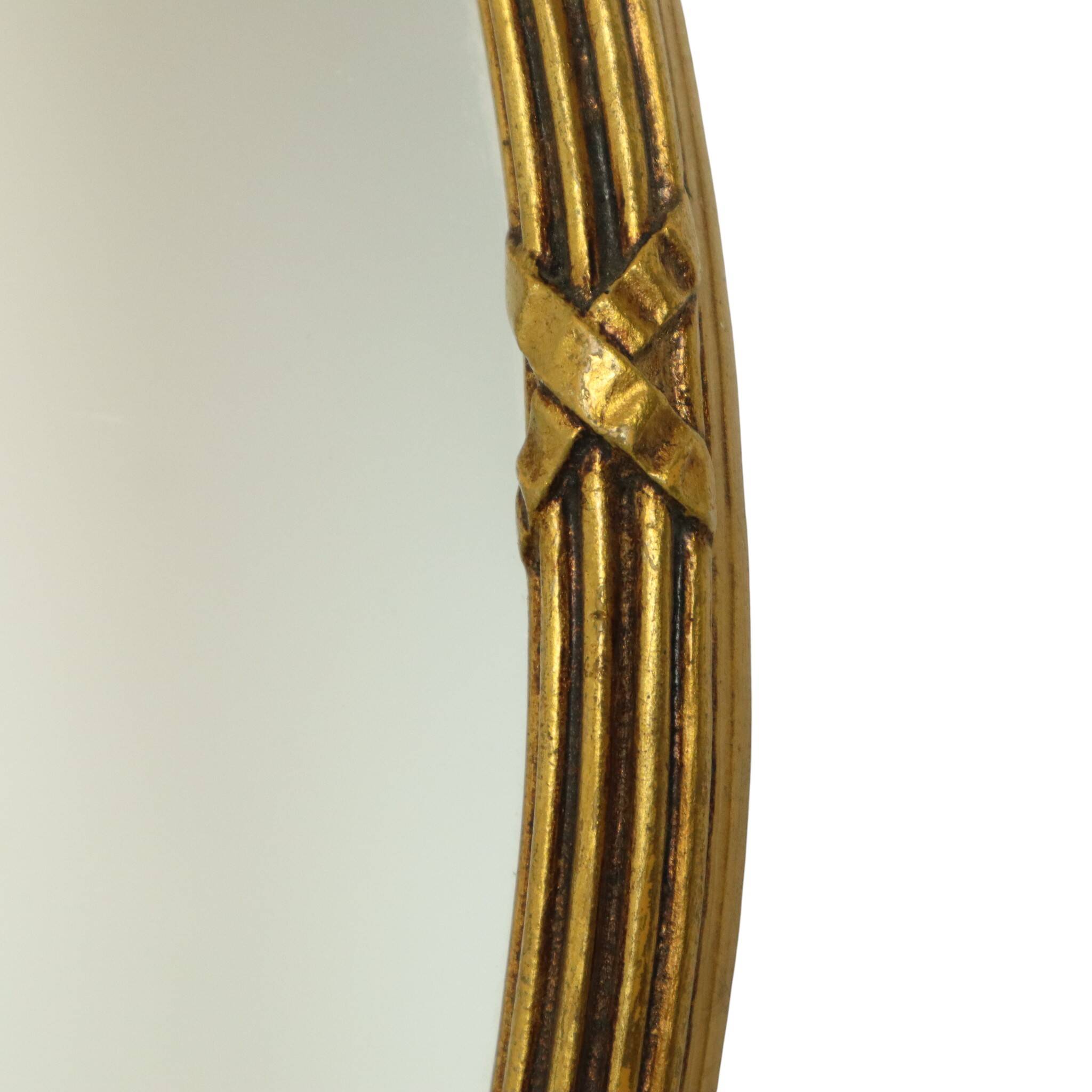 French Oval Mirror with Bow Roses Louis XVI Gold 45cm