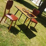 Paire de chaises type Baumann skaï 1960 pieds compas