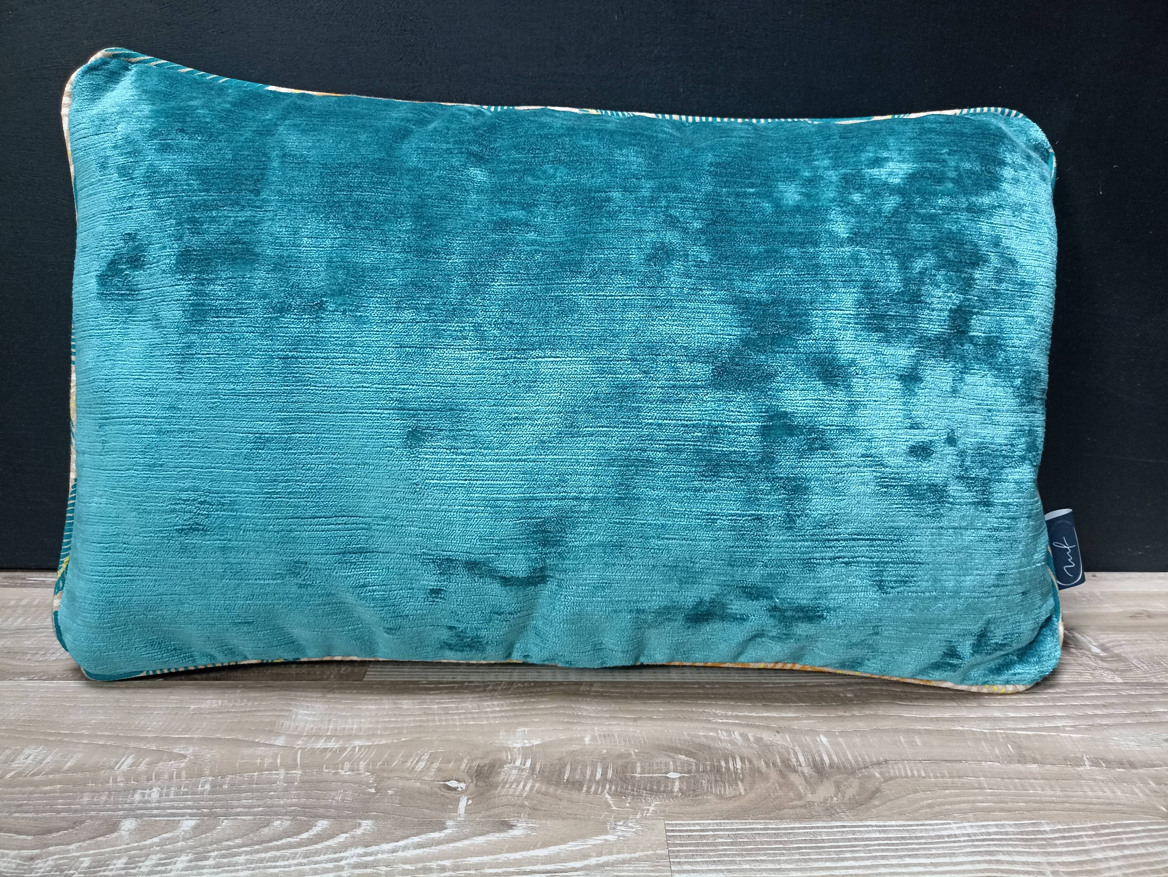Lot de 2 coussins velours/imprimés 50x30cm