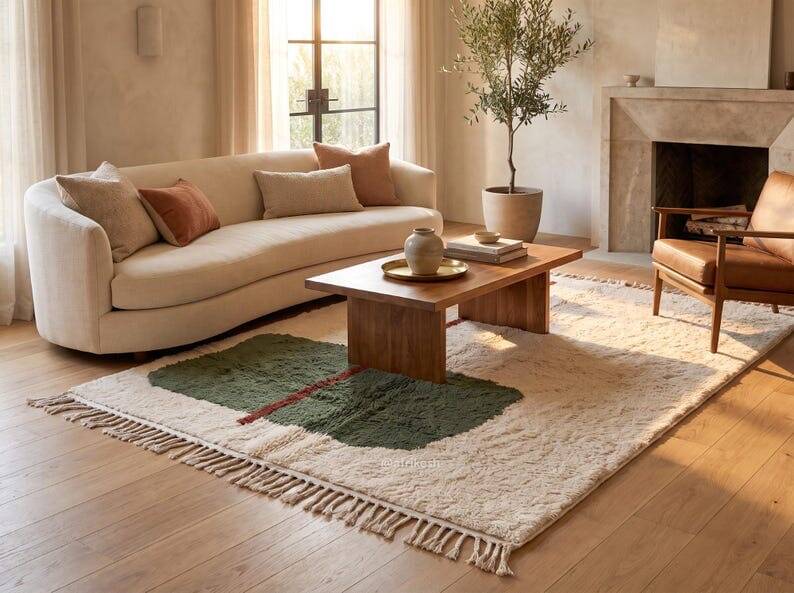 Handmade traditional authentic pure wool rug 2/3 m