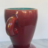 Vintage Accolay vase in red ceramic, double handle.