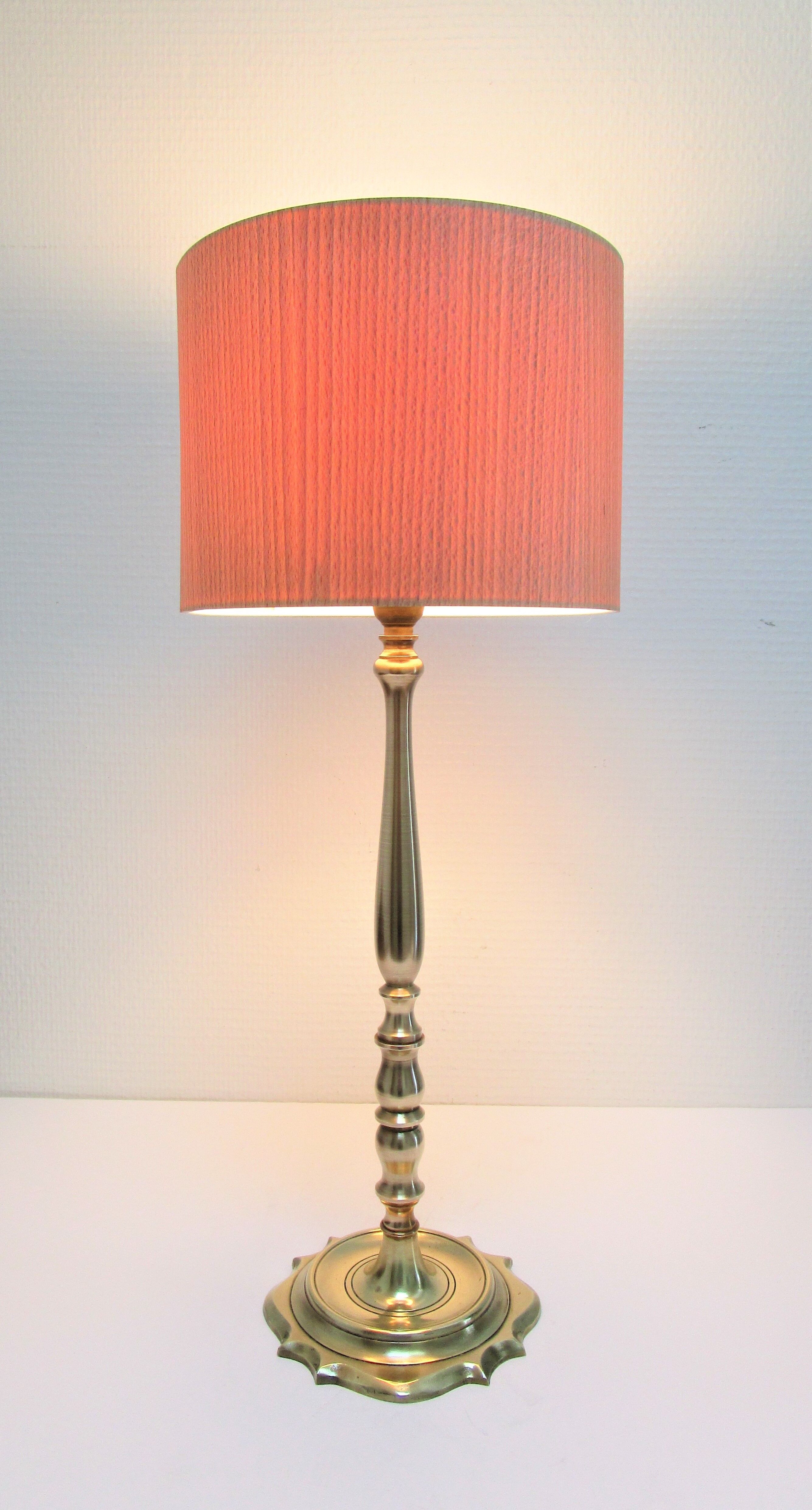 Solid brass lamp foot turned vintage