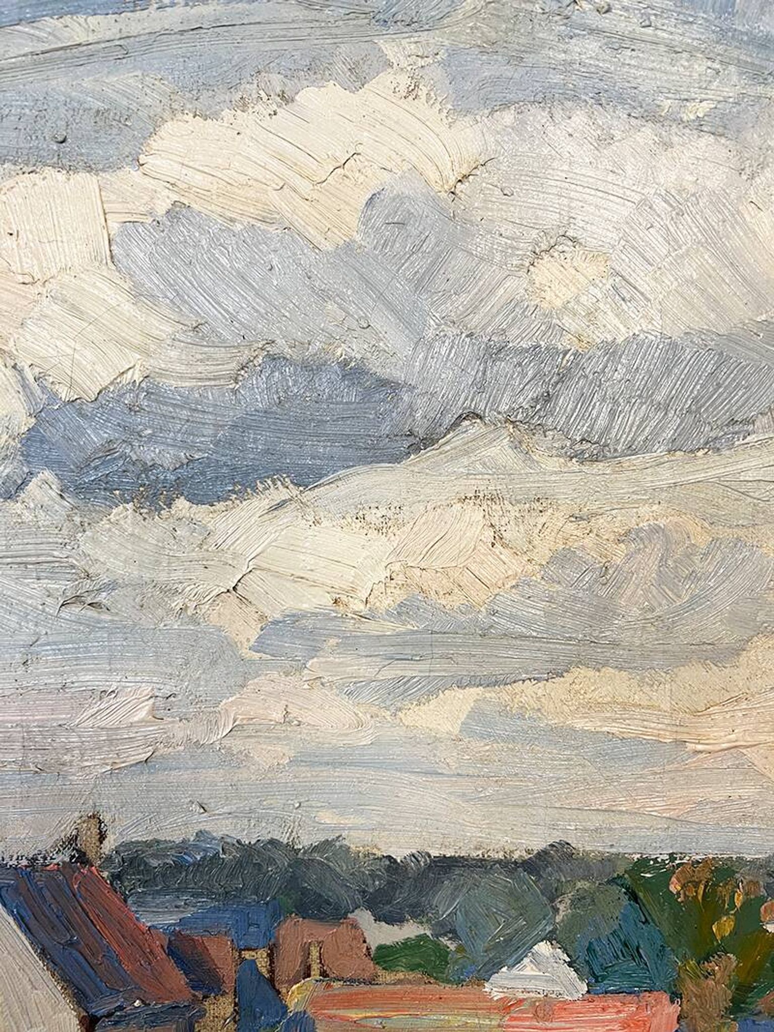 Painting “Village”, Oil on canvas signed.
