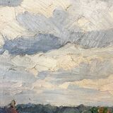 Painting “Village”, Oil on canvas signed.