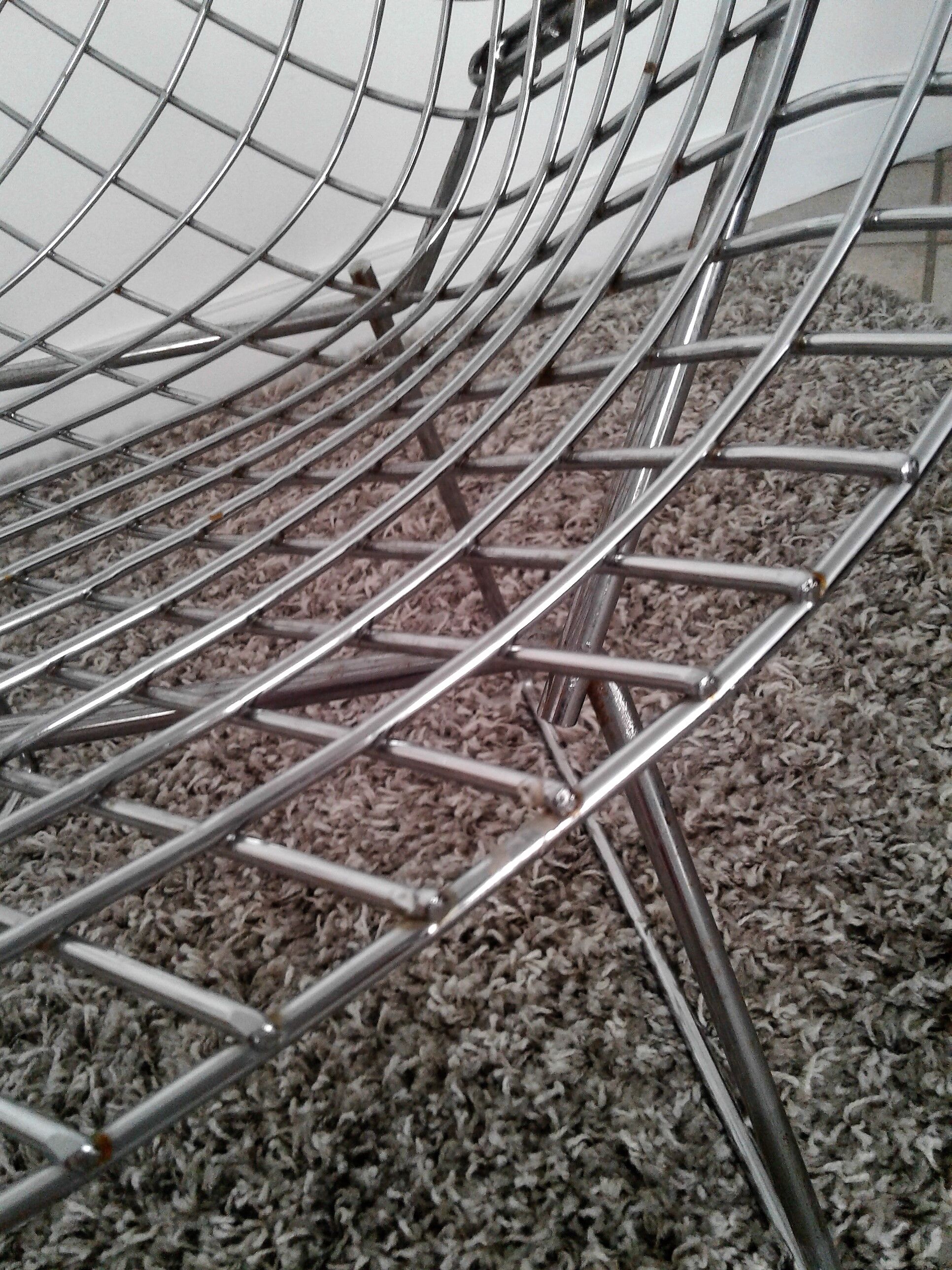 Diamond design chromed metal Chair Harry Bertoia Knoll early 1970s edition