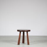 1970s brutalist oak stool from the netherlands