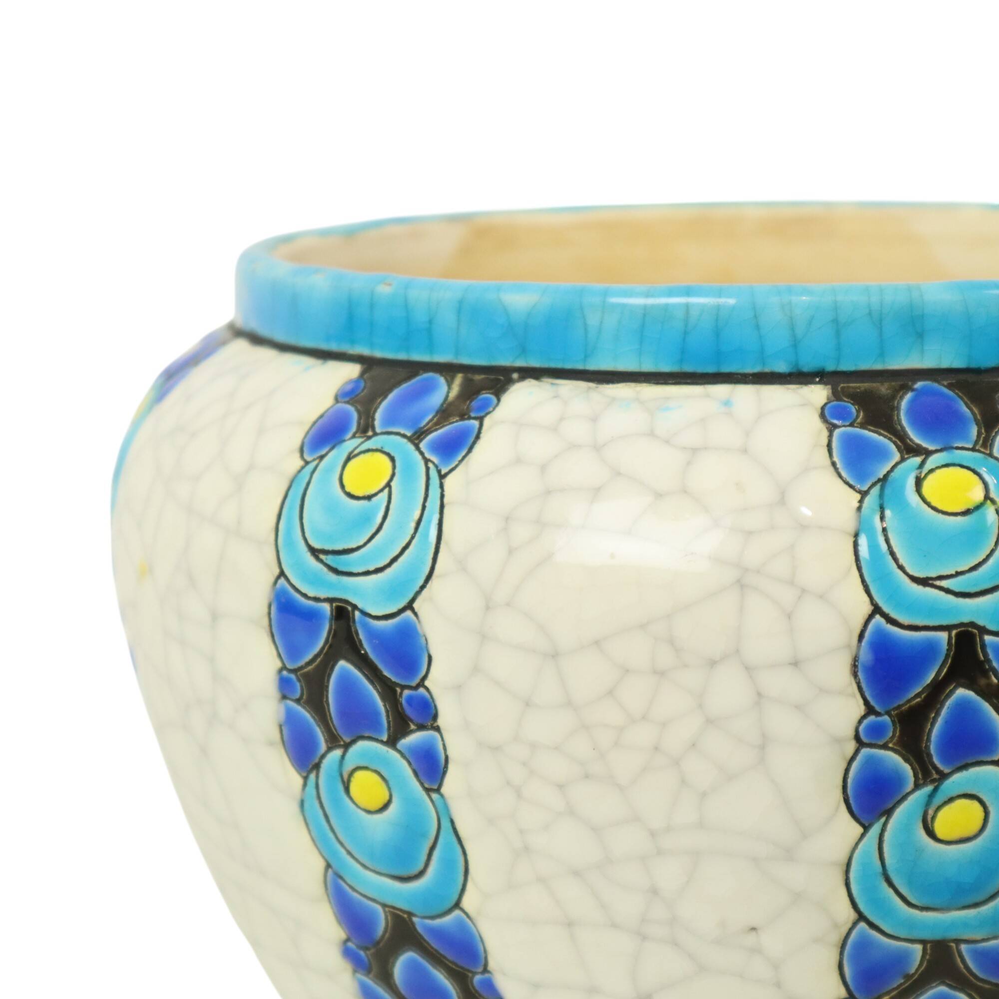 Vase Pot de Fleurs Polychrome Catteau Boch Keramis Art Déco ca. 1922