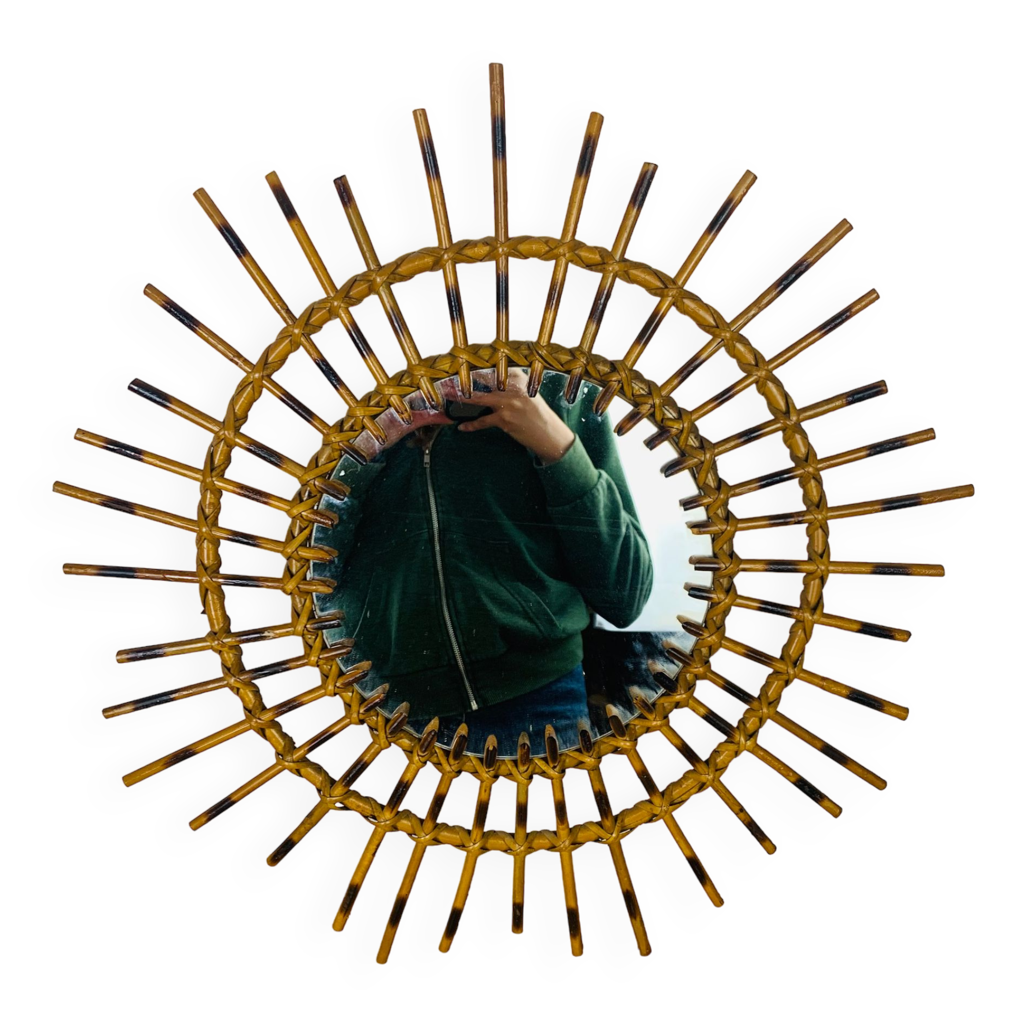 Rattan sun mirror 56 cm