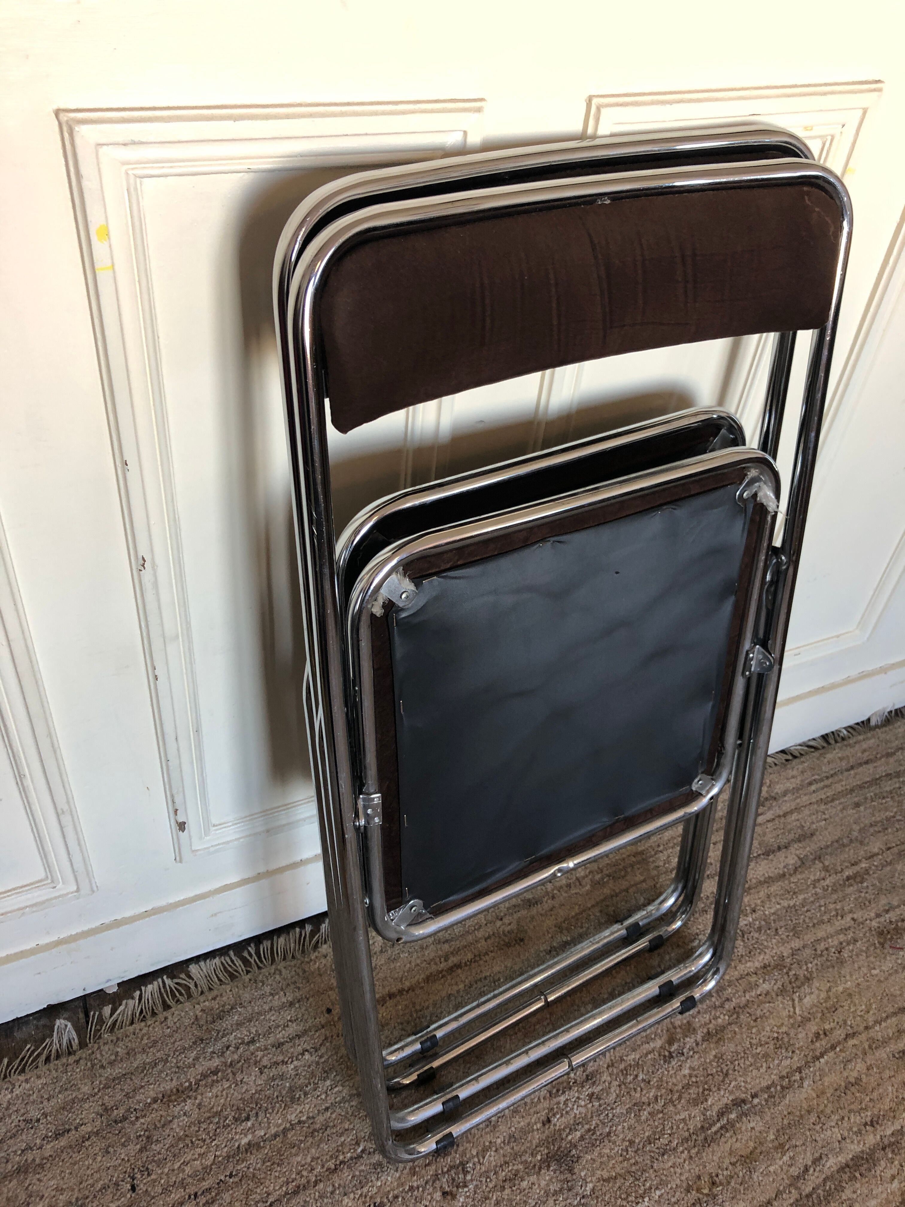 Pair of folding chairs chrome