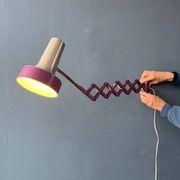 Vintage Space Age purple scissor wall light