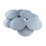 Set of 8 flat plates in white porcelain from Limoges