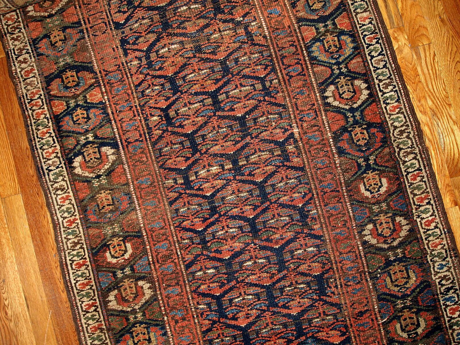 Handmade antique Persian Kurdish runner 100cm x 356cm 1900s