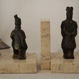 Paire de serre-livres vintage en travertin