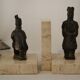 Pair of vintage travertine bookends