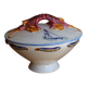 Covered ceramic vegetable dish with painted marine decoration – lobster dish
