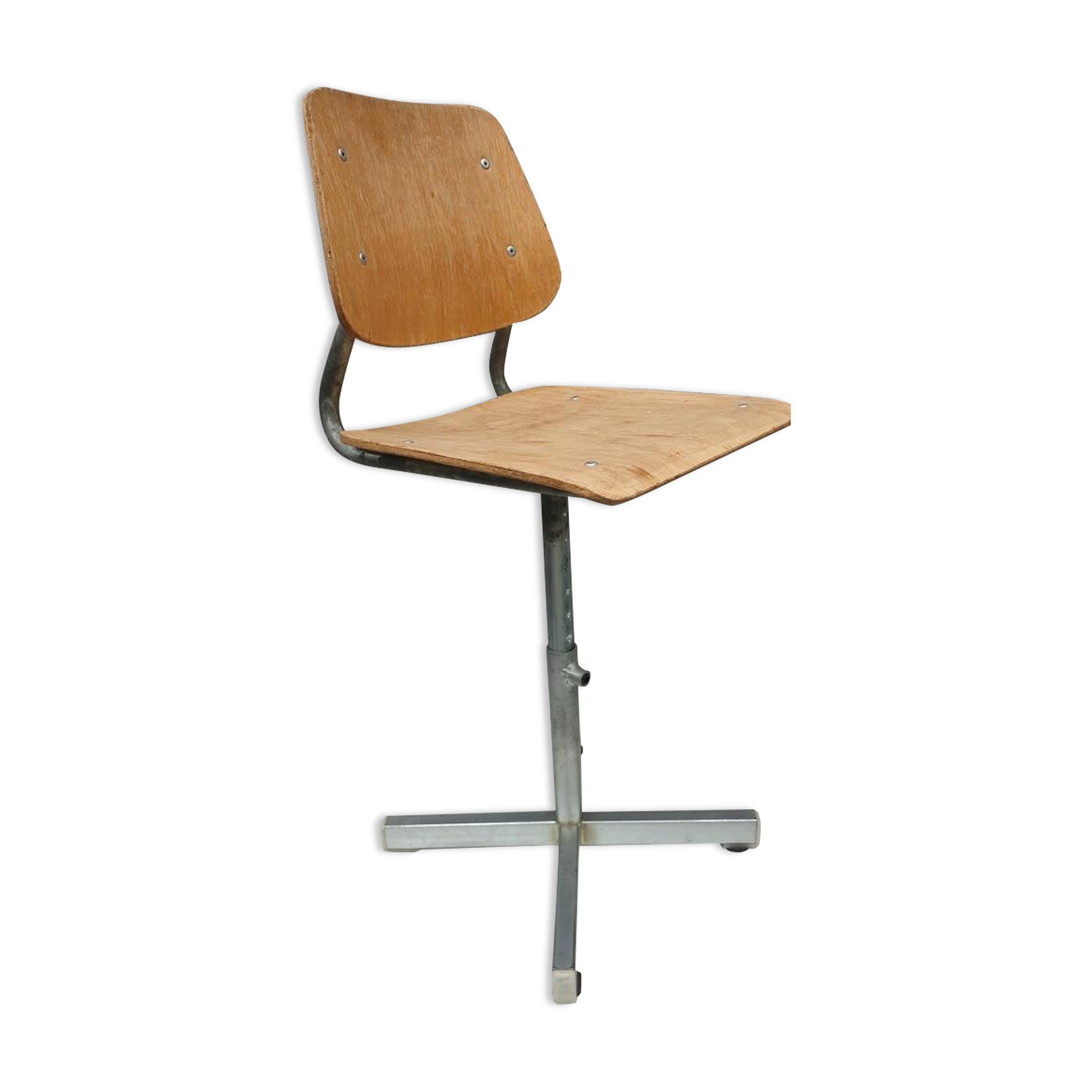 Adjustable vintage wood metal child chair