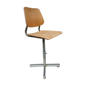 Adjustable vintage wood metal child chair