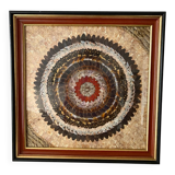 Vintage mosaic frame with butterfly wings