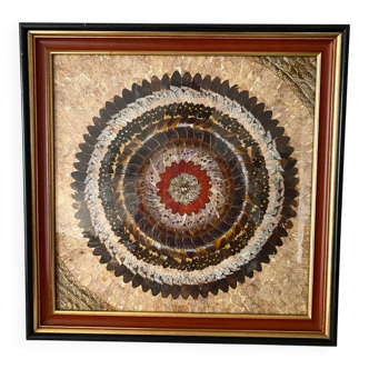 Vintage mosaic frame with butterfly wings