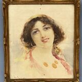Aquarelle s de caro signature a identifier portrait de femme gitane