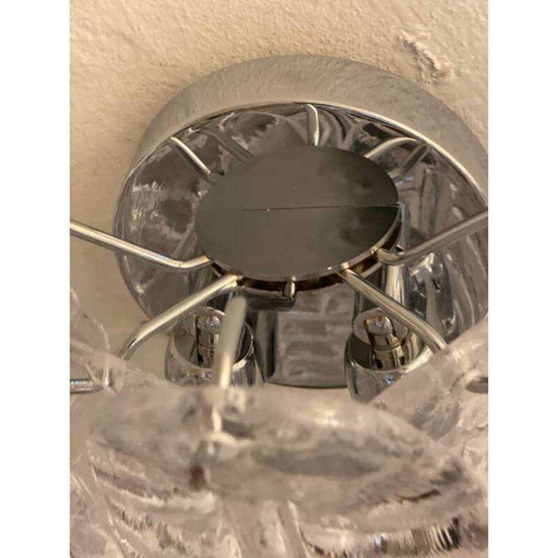 Set of Two Contemporary Italian Transparent “Felci” Murano Glass Wall Sconce