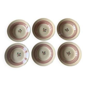 6 old GIEN earthenware plates