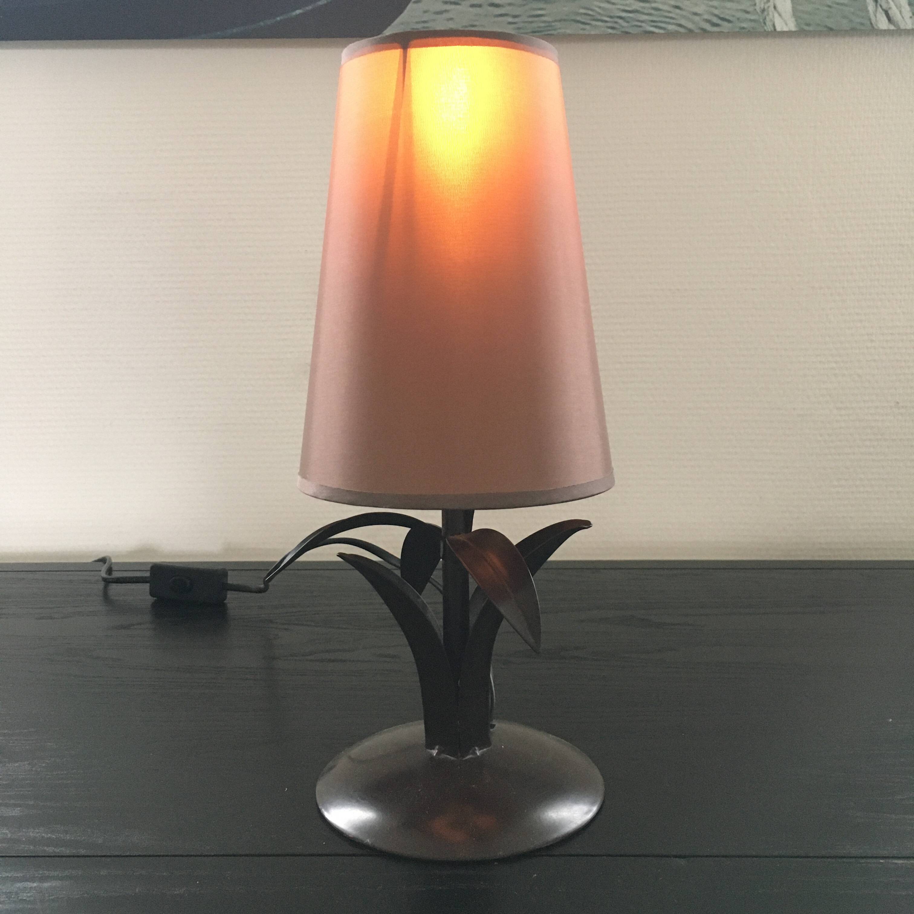 Palm tree lamp in metal and silk