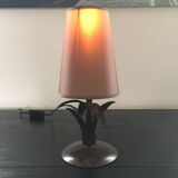 Metal and silk palm lamp