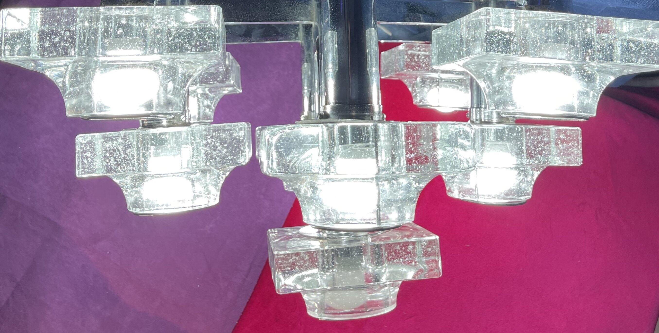 Italian design chandelier bubble glass 9 arms 1970