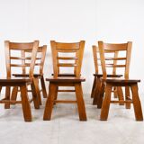Vintage brutalist dining chairs, set of 6 - 1960s