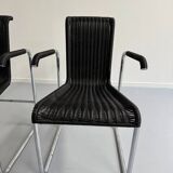 6 chaises noires tubulaires design d'Axel Bruchhäuser modèle D20 bauhaus