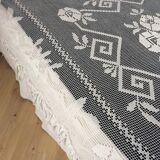 Hand embroidered bed cover with vintage crochet dimension: width -180cm- height -230cm-