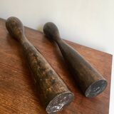 2 diabolo grands bougeoirs chandeliers scandinave bois vintage